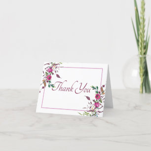 Aquarelle lâche carte de remerciements floral rose