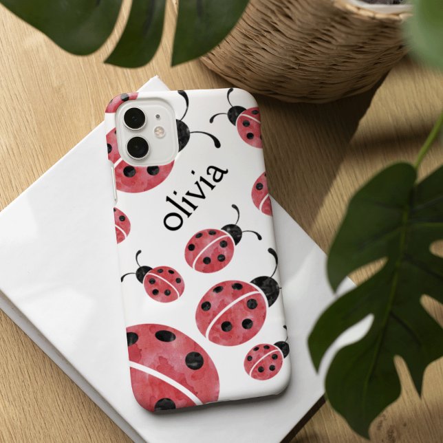 Aquarelle Ladybug coque iphone personnalisé (Créateur téléchargé)