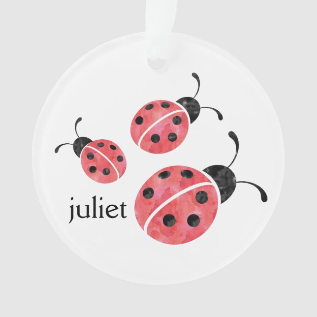 Aquarelle Ladybug ornement personnalisé (devant)