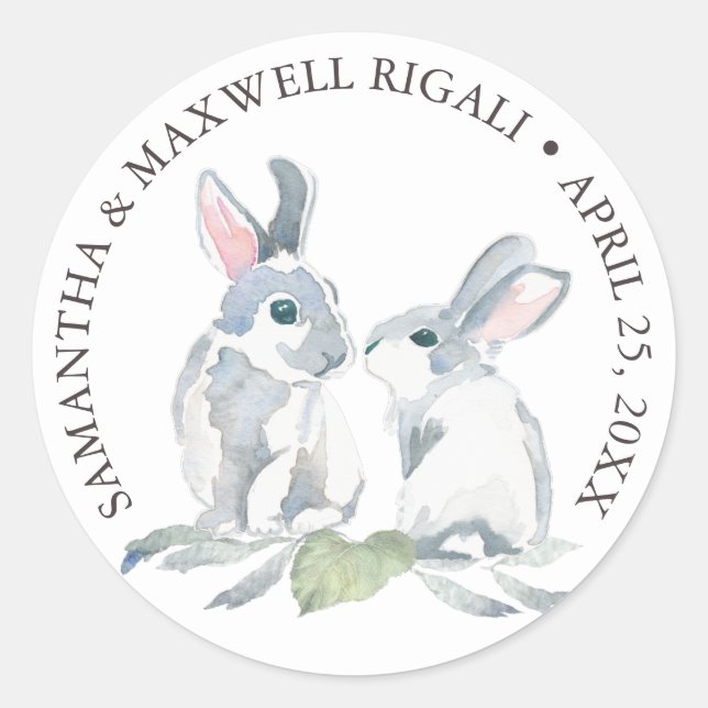 Aquarelle Lapin lapins Favoriser Sticker (Devant)