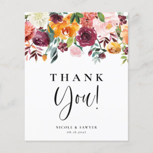 Aquarelle L'automne fleurit Floral Carte de remerc