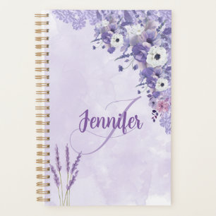 Aquarelle Lavande Florale Fille Monogramme