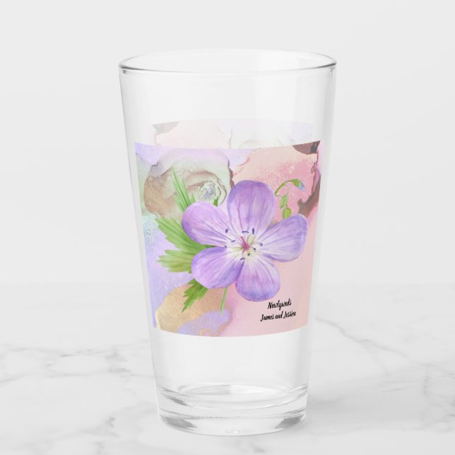 Aquarelle lavande verre de design floral (Devant)