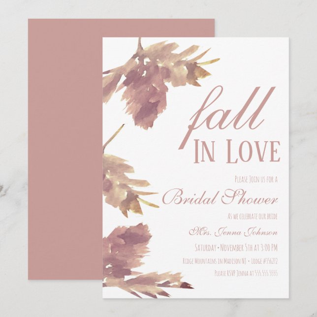 Aquarelle Leaf automne nuptiale douche Invitation (Devant / Derrière)