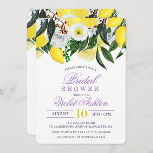 Aquarelle Lemon Floral Bridal Douche Invitation