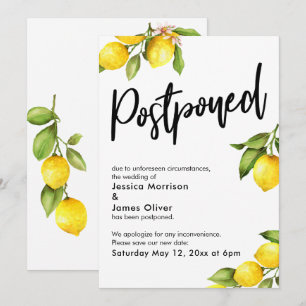 Aquarelle Lemons Reporté Faire-part Mariage