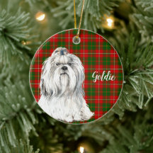 Aquarelle Lhasa Apso Ornement céramique