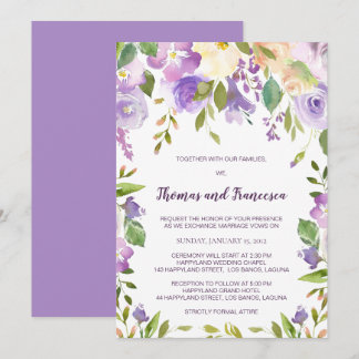 Aquarelle Lilac Faire-part de mariage Floral