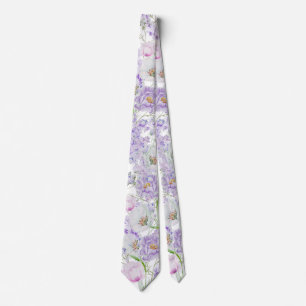 Aquarelle Lilac Flowers Cravate