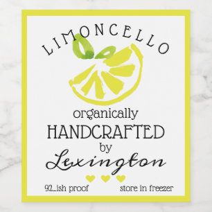 Aquarelle Limoncello Étiquette Pour Une Bouteille 