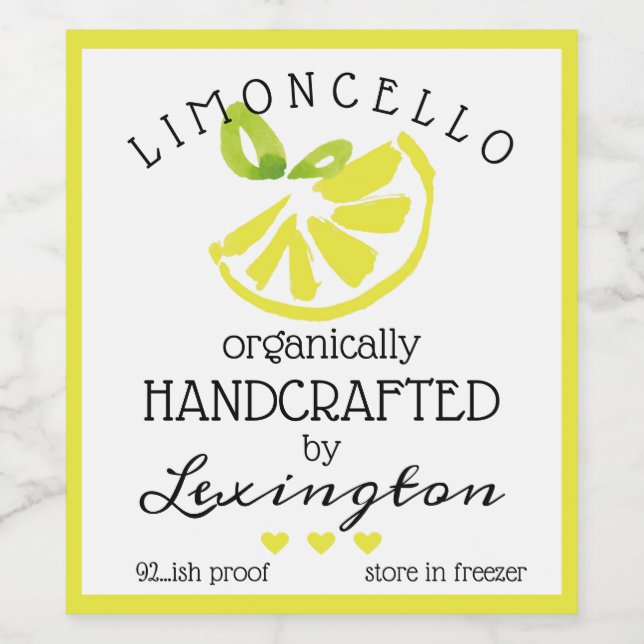 Aquarelle Limoncello Étiquette Pour Une Bouteille  (Étiquettes simples)