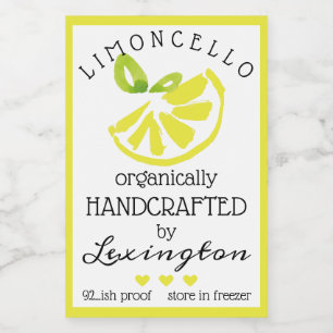 Aquarelle Limoncello Pour Un Petit Étiquette À Bou