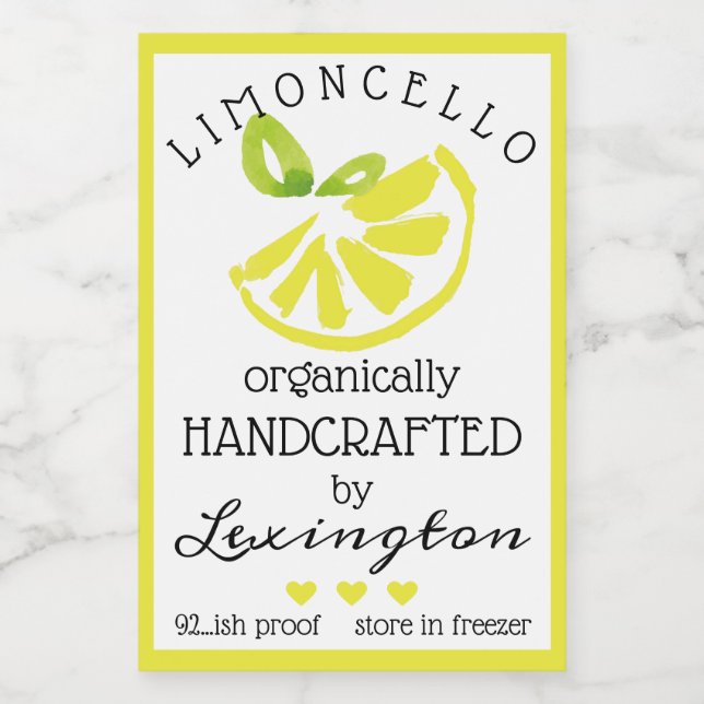 Aquarelle Limoncello Pour Un Petit Étiquette À Bou (Étiquettes simples)