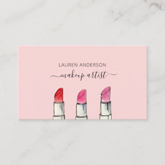 Aquarelle Lipstick Carte de visite artiste maquill (Devant)