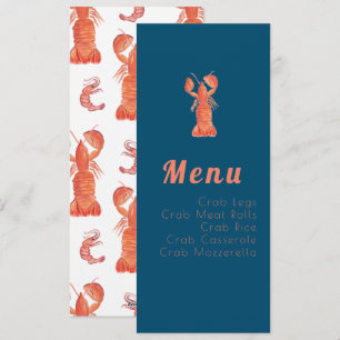 Aquarelle Lobster Crawfish Menu nautique