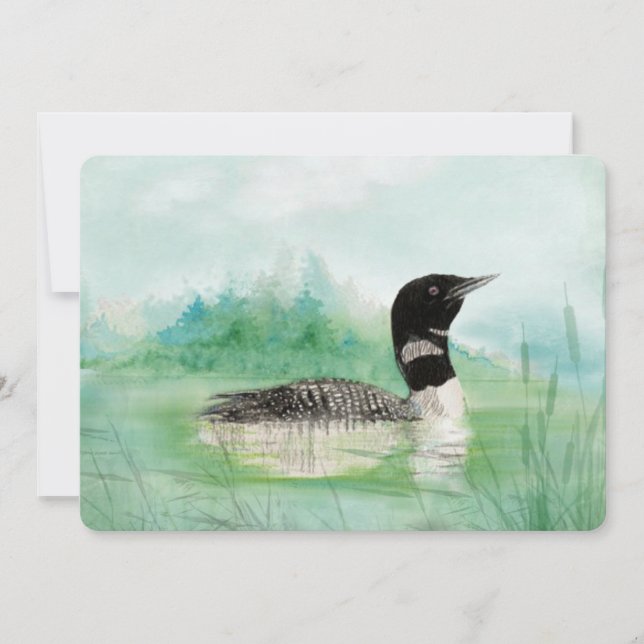 Aquarelle Loon Bird Anniversaire Invitation de la  (Devant)