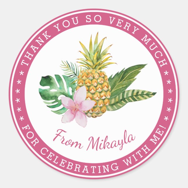 Aquarelle Luau Merci Stickers Favoriser (Devant)