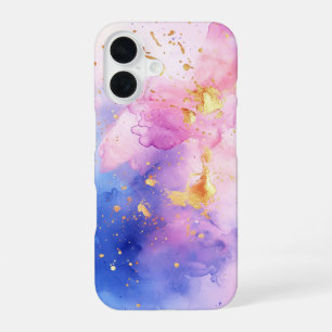 Aquarelle Lumière Luxus Rosa Blau Aquarell iPhone 16 Hülle