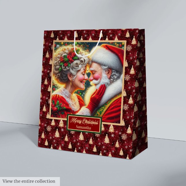 Aquarelle M & Mme Claus Sac de Noël (Watercolor Mr & Mrs Claus Holiday Christmas Bag)