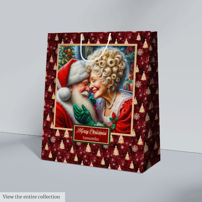 Aquarelle M & Mme Claus Sac de Noël (Watercolor Mr & Mrs Claus Christmas Holiday Bag)