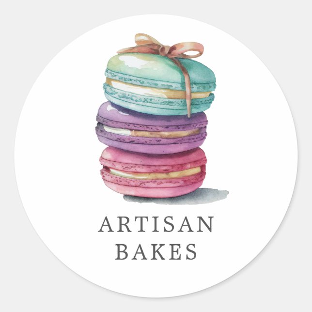 Aquarelle Macaron Cookies Baker Étiquettes de prod (Devant)