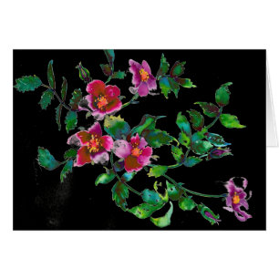 Aquarelle magenta rose vintage roses