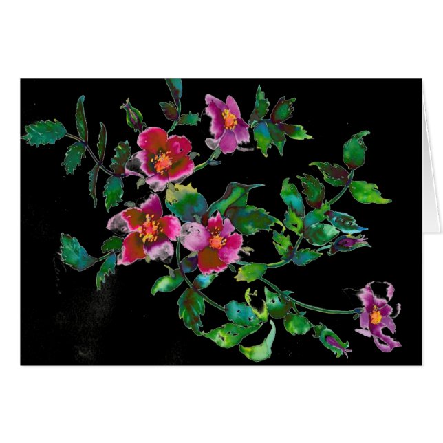 Aquarelle magenta rose vintage roses (Devant Horizontal)