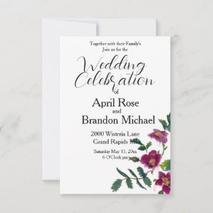 Aquarelle magenta vintage rose invitation