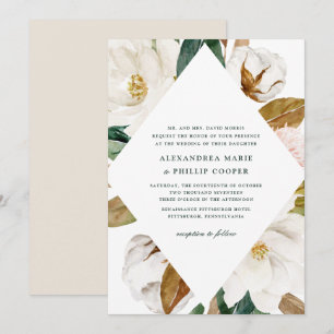 Aquarelle Magnolia Faire-part de mariage