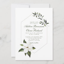Aquarelle Magnolia Mariage Invitations