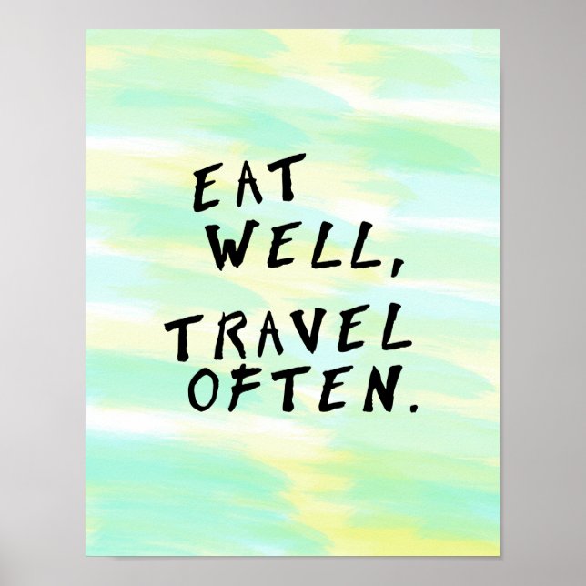 Aquarelle "Mange bien, Voyage souvent" Poster (Devant)