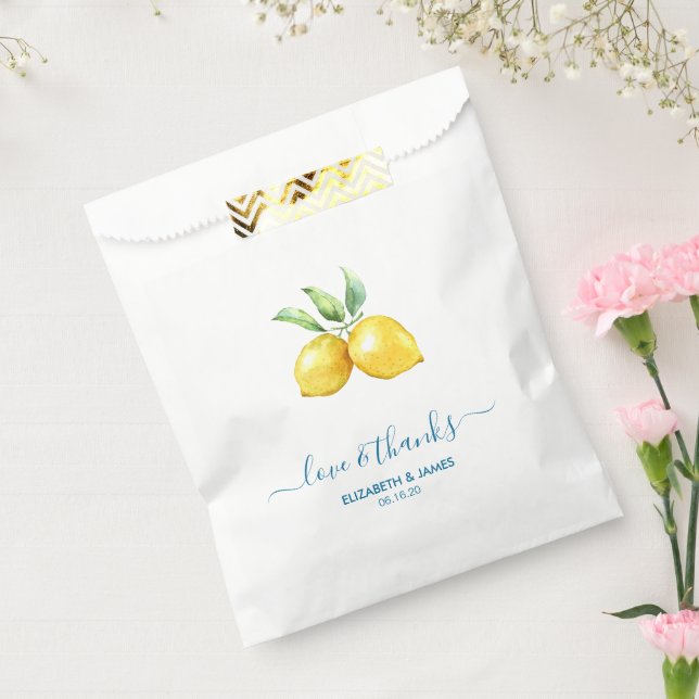 Aquarelle Mariage citron Favoriser Sacs (Scellé)