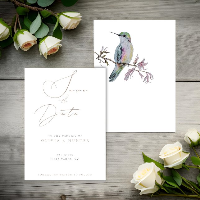 Aquarelle Mariage de colibri Enregistrer la carte  (Créateur téléchargé)