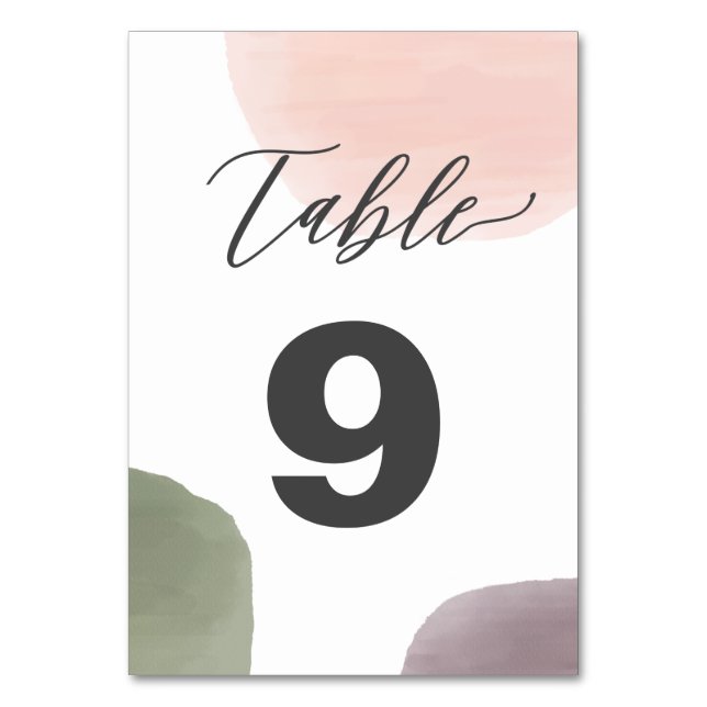 Aquarelle Mariage moderne Cartes Numéro de tableau (Par défaut)