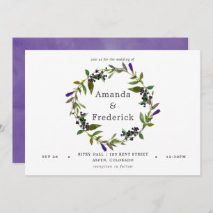 Aquarelle Mariage ultra violet Invitation florale