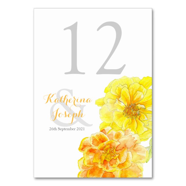 Aquarelle marigolds été mariage numéro de table (Par défaut)