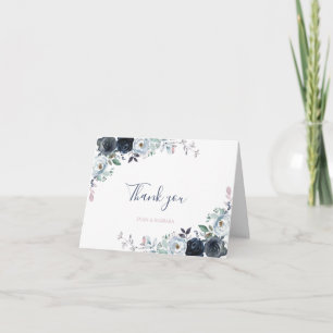Aquarelle Marine Boho Floral Carte de remerciement