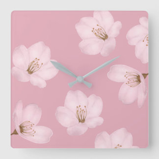 Aquarelle Mauve Cerisier Blossom Horloge murale