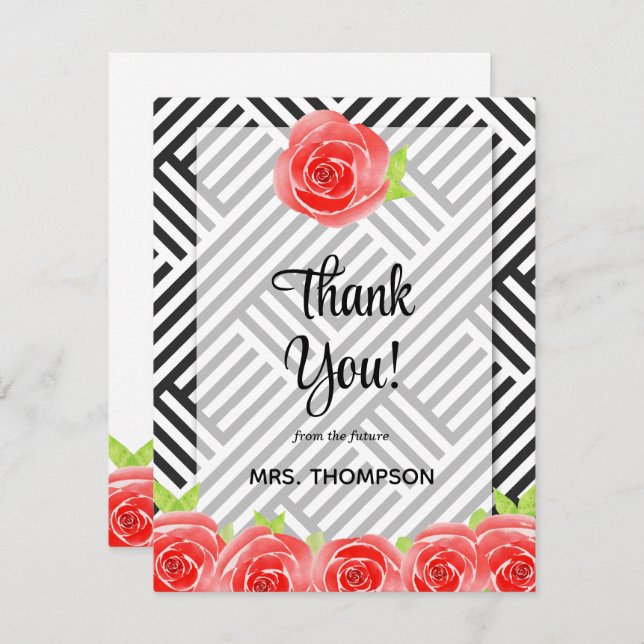 Aquarelle Merci Floral (Devant / Derrière)