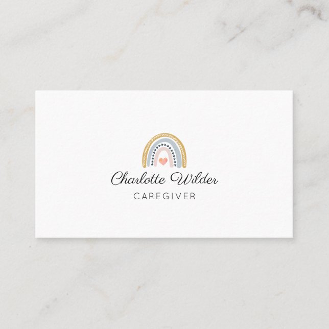 Aquarelle mignonne Arc-en-ciel Carte de visite soi (Devant)
