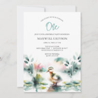 Aquarelle mignonne Canard Invitation anniversaire