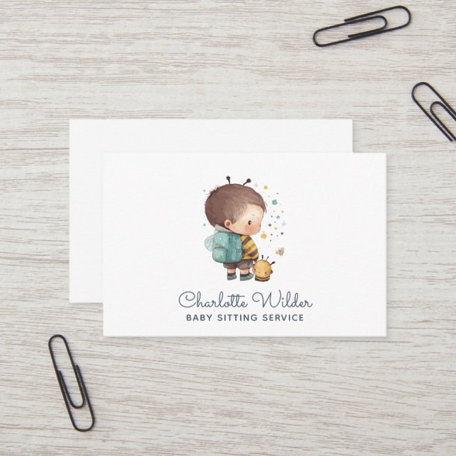 Aquarelle mignonne Carte de visite de bébé (Devant/Arrière en situation)