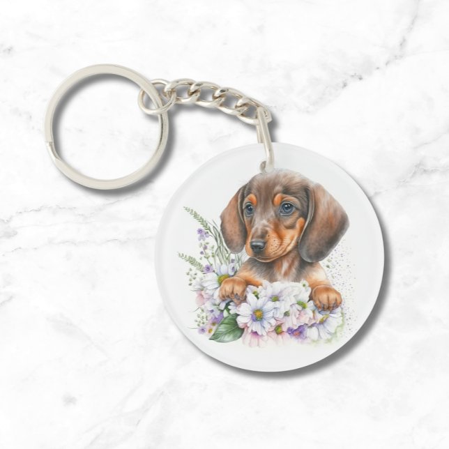 Aquarelle mignonne Floral Dachshund Chien chiot (View the rest of the collection for matching items)