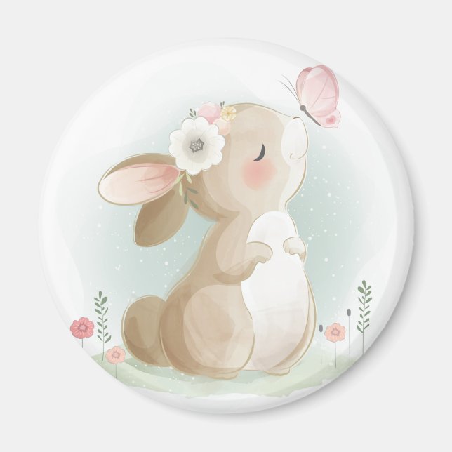 Aquarelle mignonne Magnet Bunny (Devant)