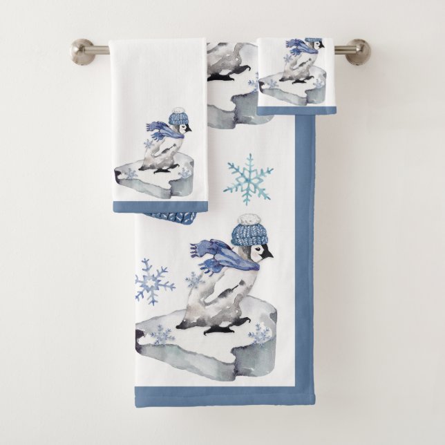 Aquarelle mignonne Pingouin Snowflakes Noël (En situation)