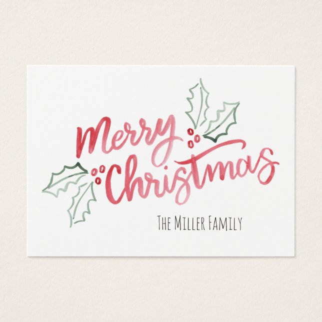 Aquarelle mince élégant Joyeux Noël (Devant)