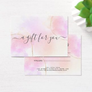 Aquarelle minimale or rose chic Certificat cadeau