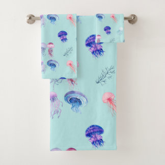 Aquarelle Mixte Colorée Jellyfish Bleu
