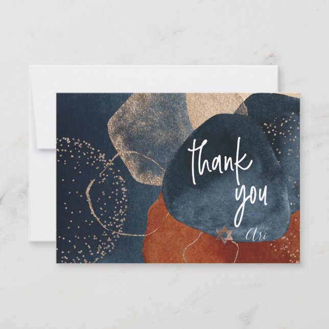 Aquarelle Moderne Abstrait Mitzvah MERCI (Devant)