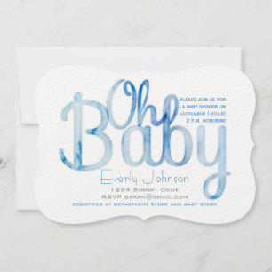 Aquarelle moderne bébé garçon douche Invitations